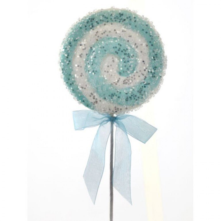 22" Iced Candy Swirl Lollipop Pick: Blue/White - MTX69000 BLWH - The Wreath Shop