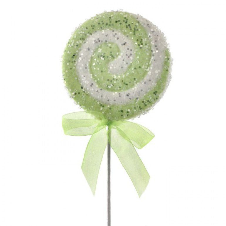 22" Iced Candy Swirl Lollipop Pick: Green/White - MTX69000 GRWH - The Wreath Shop