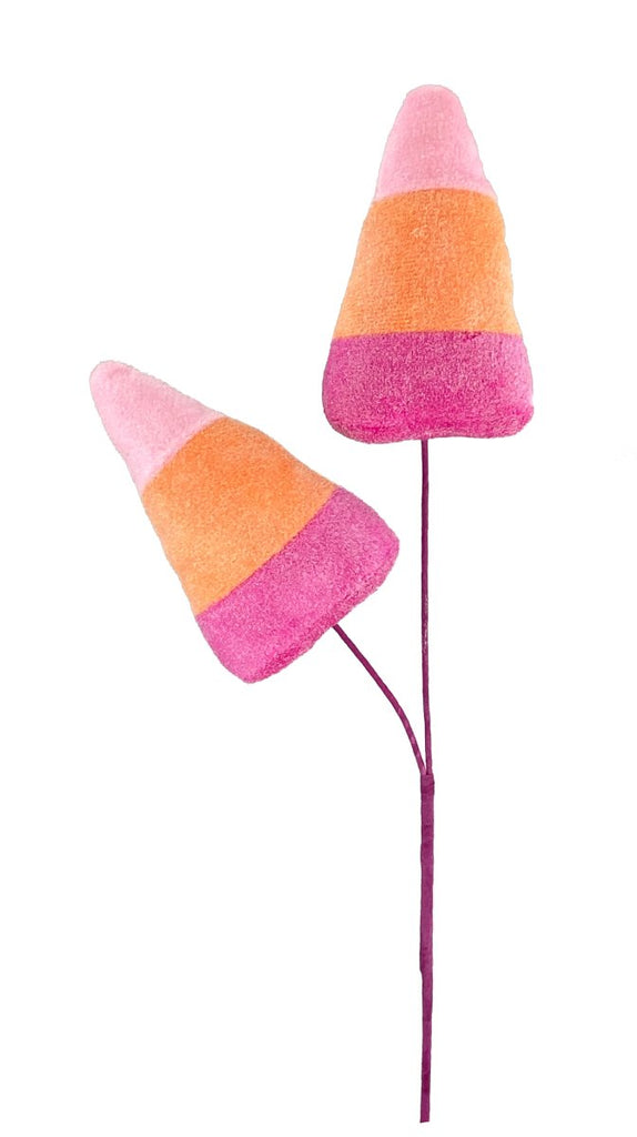 22" Plush Candy Corn Spray: Pink/Orange - 56698PKORBT - The Wreath Shop