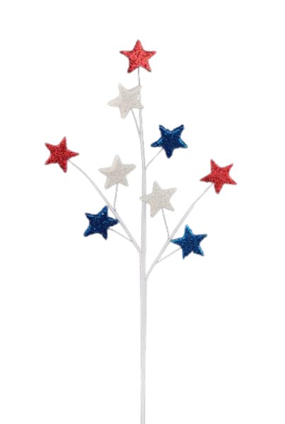 23" Patriotic Glitter Star Spray - HJ1072 - The Wreath Shop