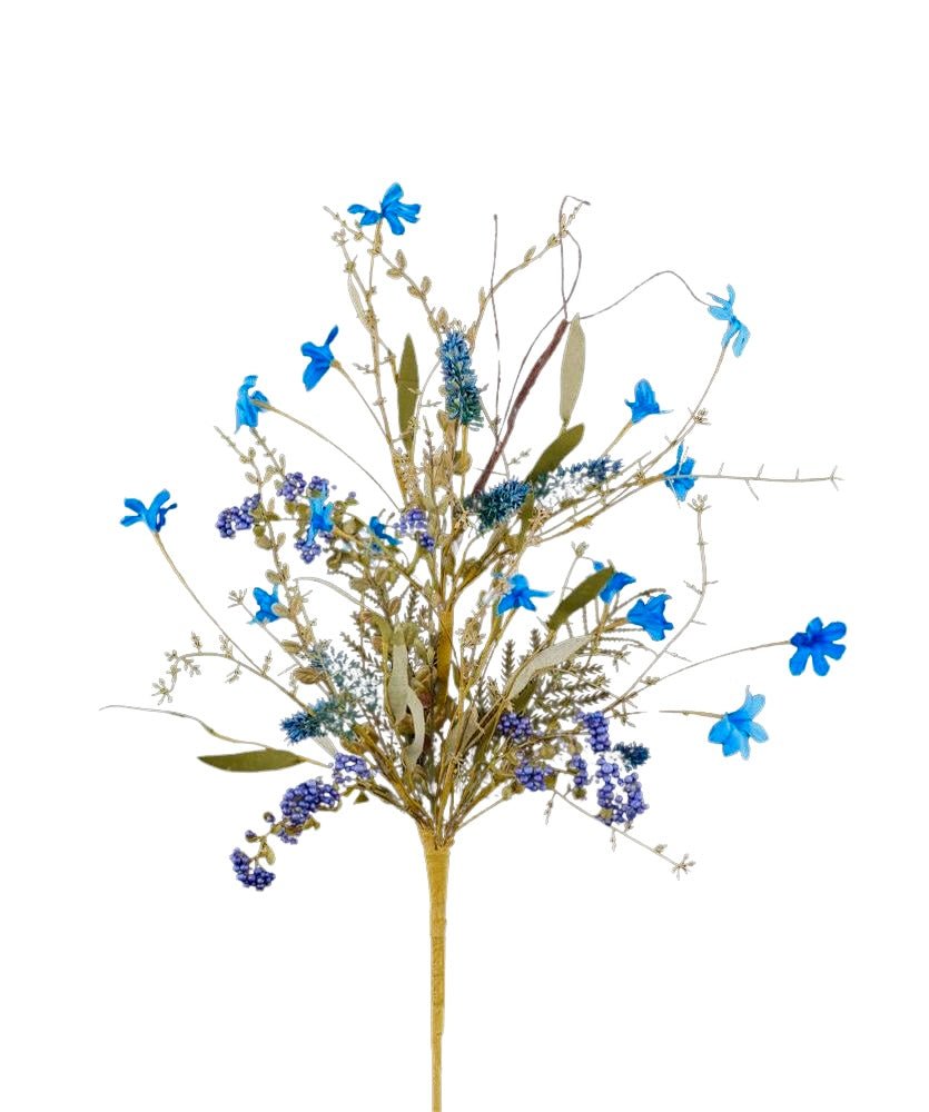 24" Fabric Flower/Eva Leaf Spray: Blue - FH807125 - The Wreath Shop