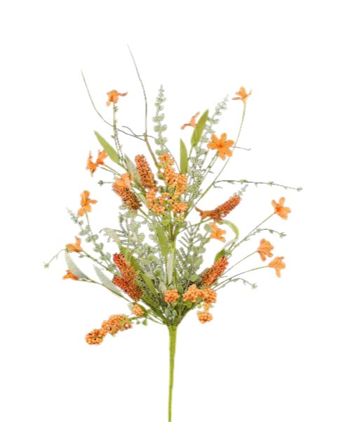 24" Fabric Flower/Eva Leaf Spray: Orange - FH807120 - The Wreath Shop