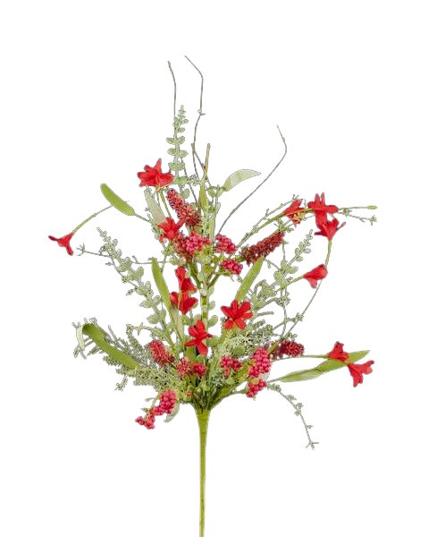 24" Fabric Flower/Eva Leaf Spray: Red - FH807124 - The Wreath Shop