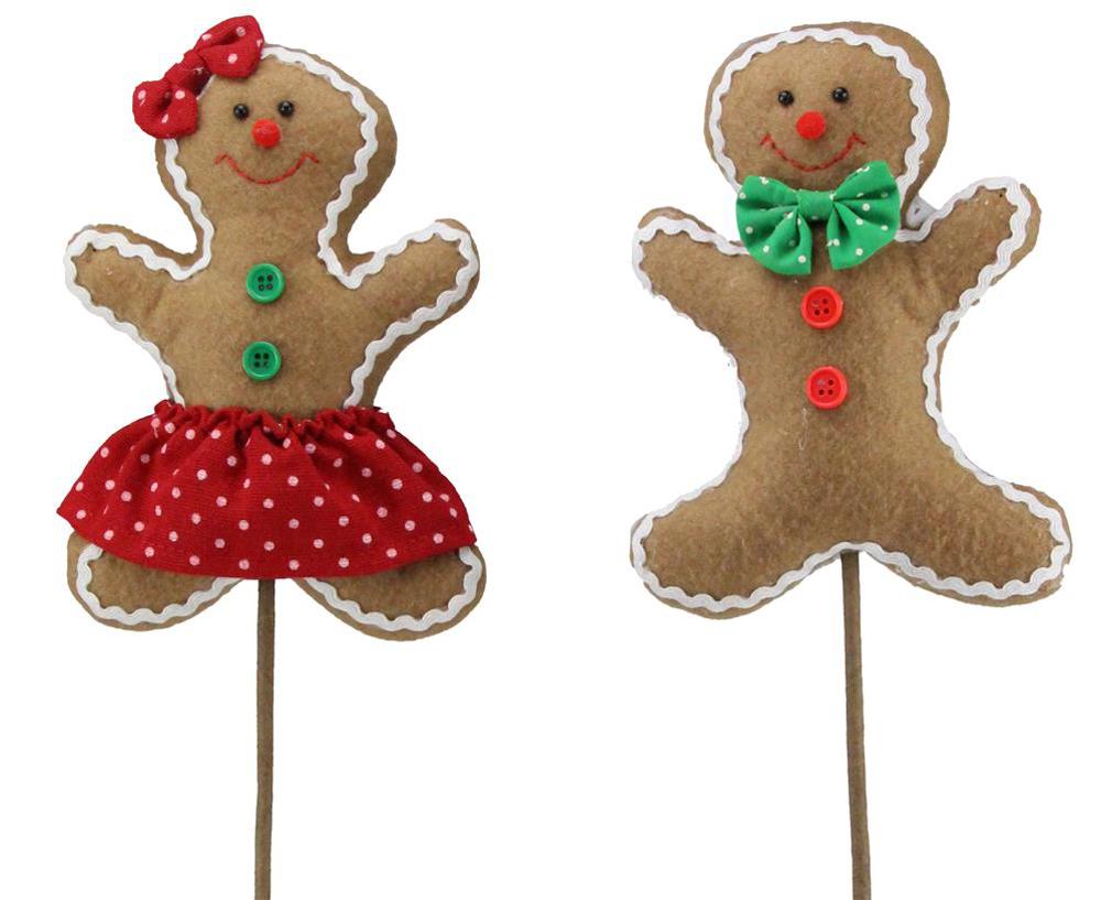 24" Felt Gingerbread Boy/Girl Pick - XS985942 boy - The Wreath Shop