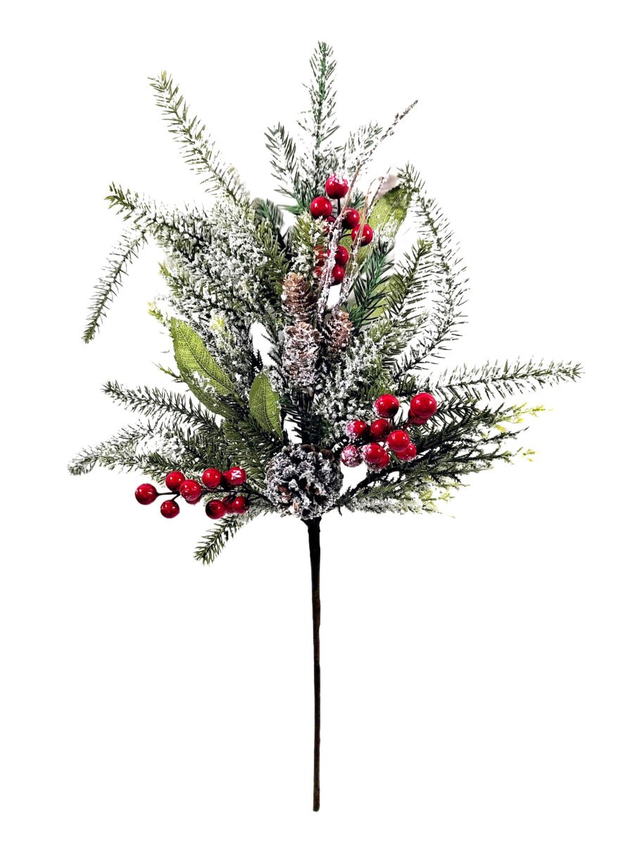 24" Frosted Pine Berry Spray - 21188 - The Wreath Shop