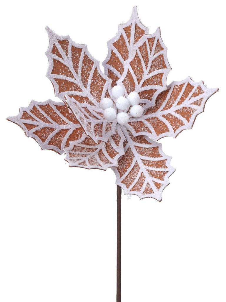 24" Gingerbread Poinsettia Stem - MTX68926 - The Wreath Shop