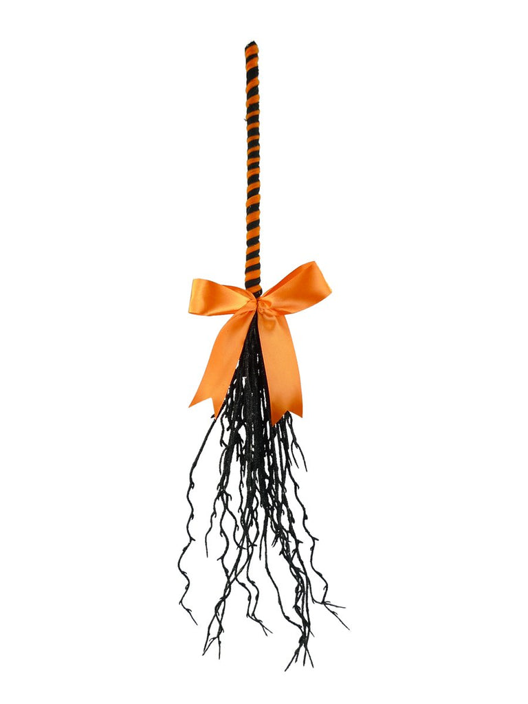 24" Glitter Twig Broom: Black/Orange - 56550ORBK - The Wreath Shop