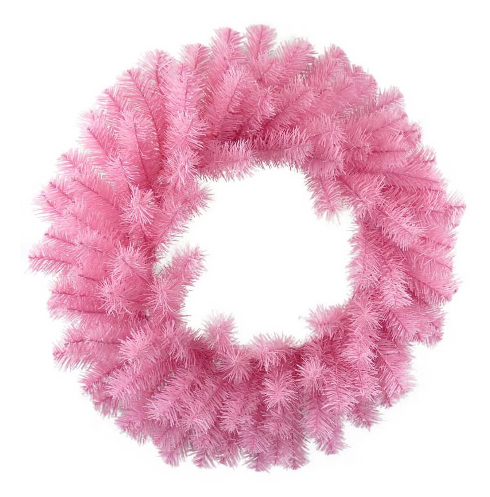 24" Pine PVC Wreath: Pink - 84904WR24 - The Wreath Shop