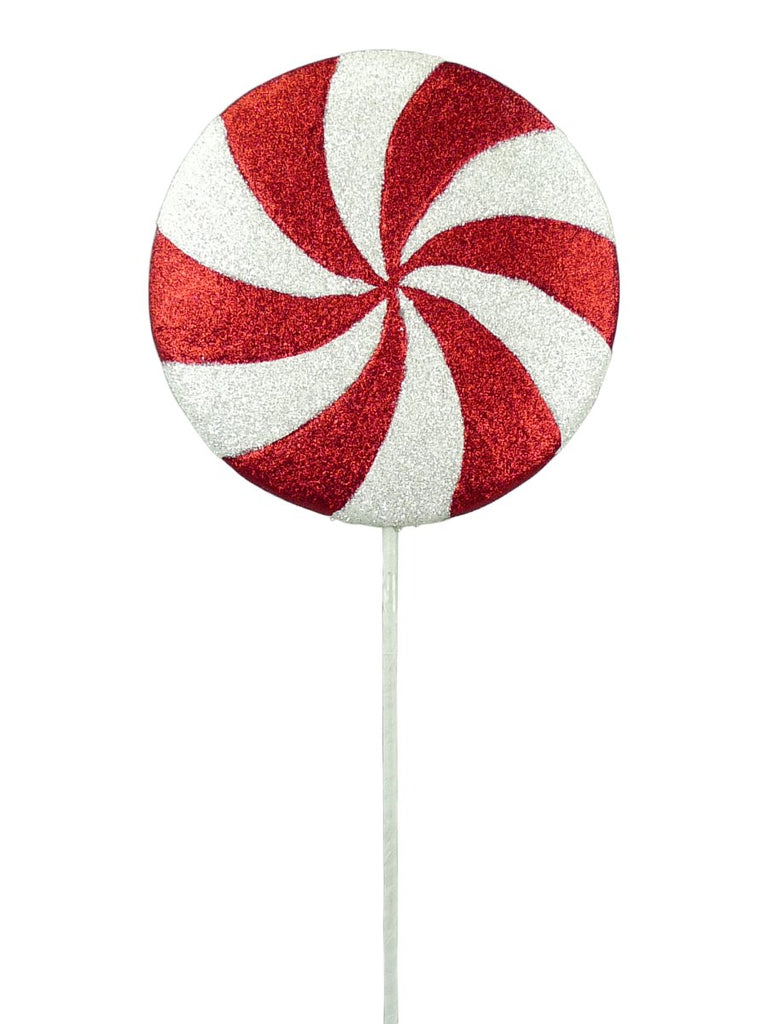 24" Red/White Glitter Lollipop - 84913RDWT - The Wreath Shop