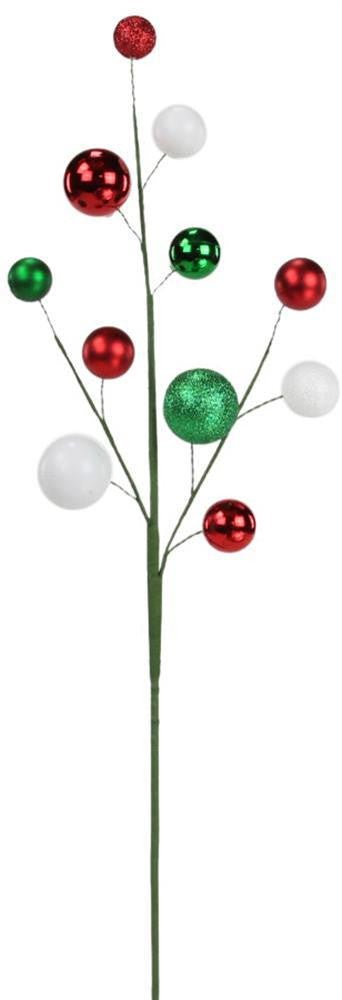 24" Red/Wht/Emerald Green Ball Spray - XS1064J3 - The Wreath Shop