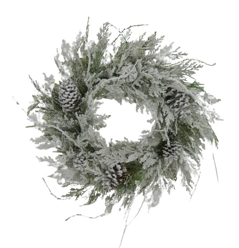 24" Snow Cedar Pinecone Wreath - 82881 - The Wreath Shop