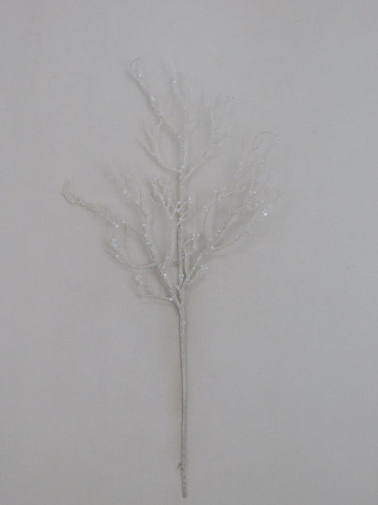 24" White Glitter Twig Spray - 83086-WT - The Wreath Shop