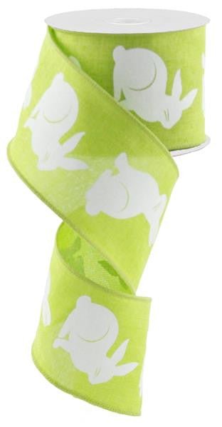 2.5" Bold Bunny Print Ribbon: Lime Green - 10yds - RG0164633 - The Wreath Shop