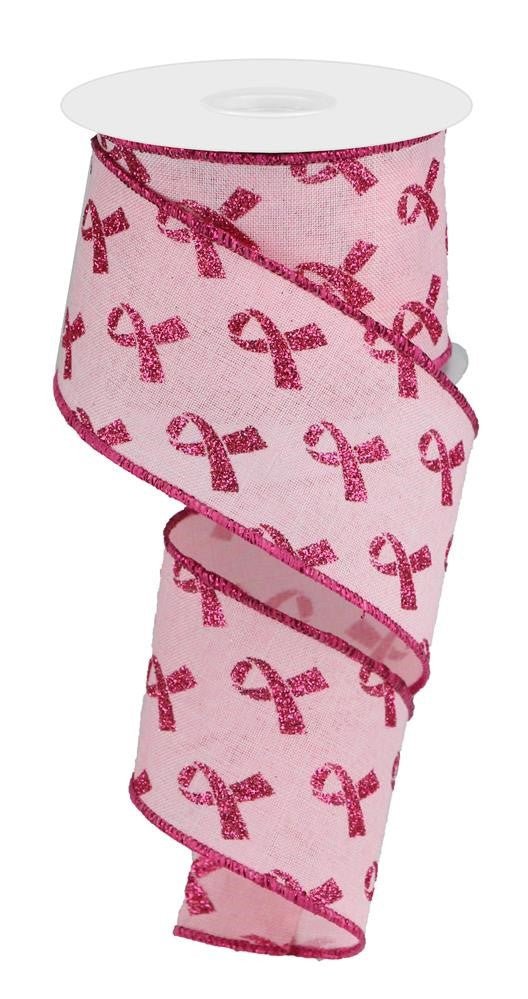 2.5" Breast Cancer Awareness Ribbon: Pink/Pink - 10yds - RGC109515 - The Wreath Shop