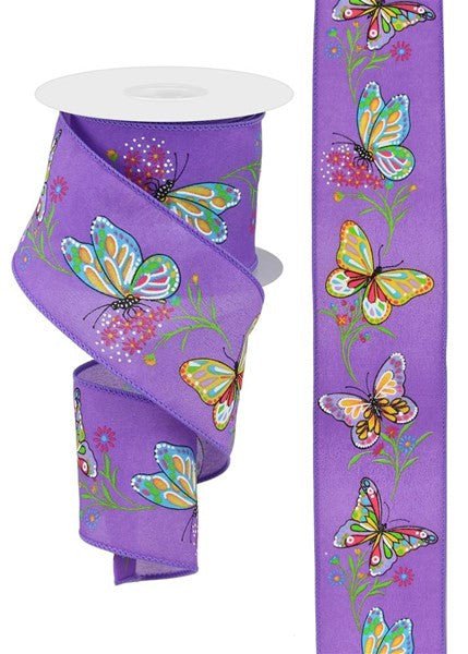 2.5" Butterfly Ribbon: Purple - RGE111023 - The Wreath Shop
