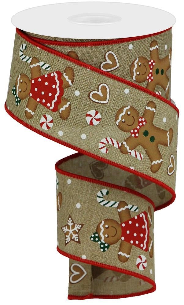 2.5" Gingerbread Ribbon: Beige - 10yds - RGA123901 - The Wreath Shop