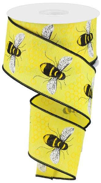 2.5" Honey Bee Ribbon: Yellow - RG0195229 - The Wreath Shop