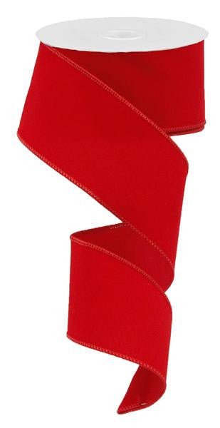 2.5" Indoor Velvet Ribbon: Red - 10yds - RL194324 - The Wreath Shop