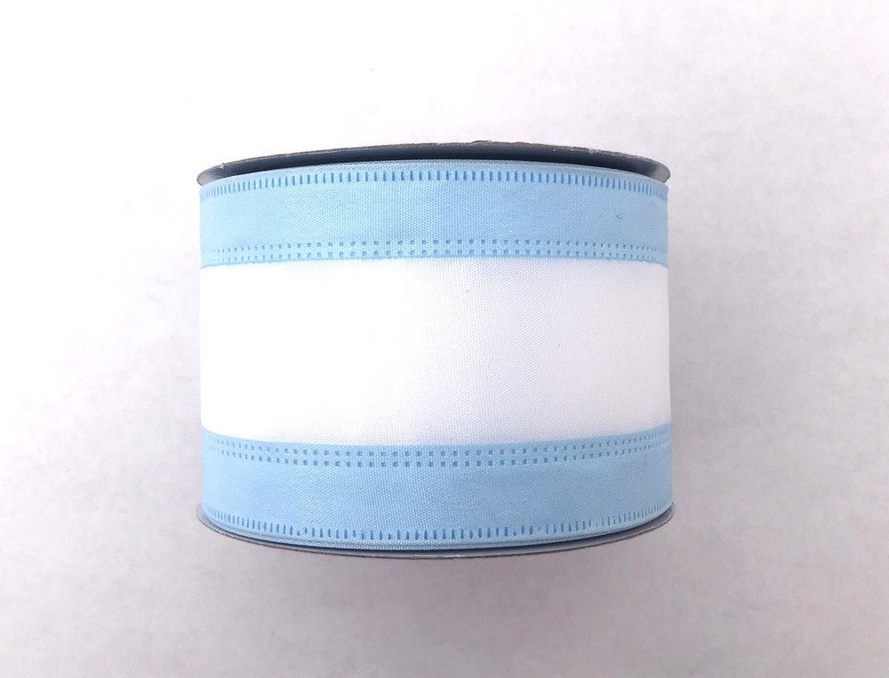 2.5" Light Blue/White Stripe Ribbon - 10yds - U301-0401 - The Wreath Shop
