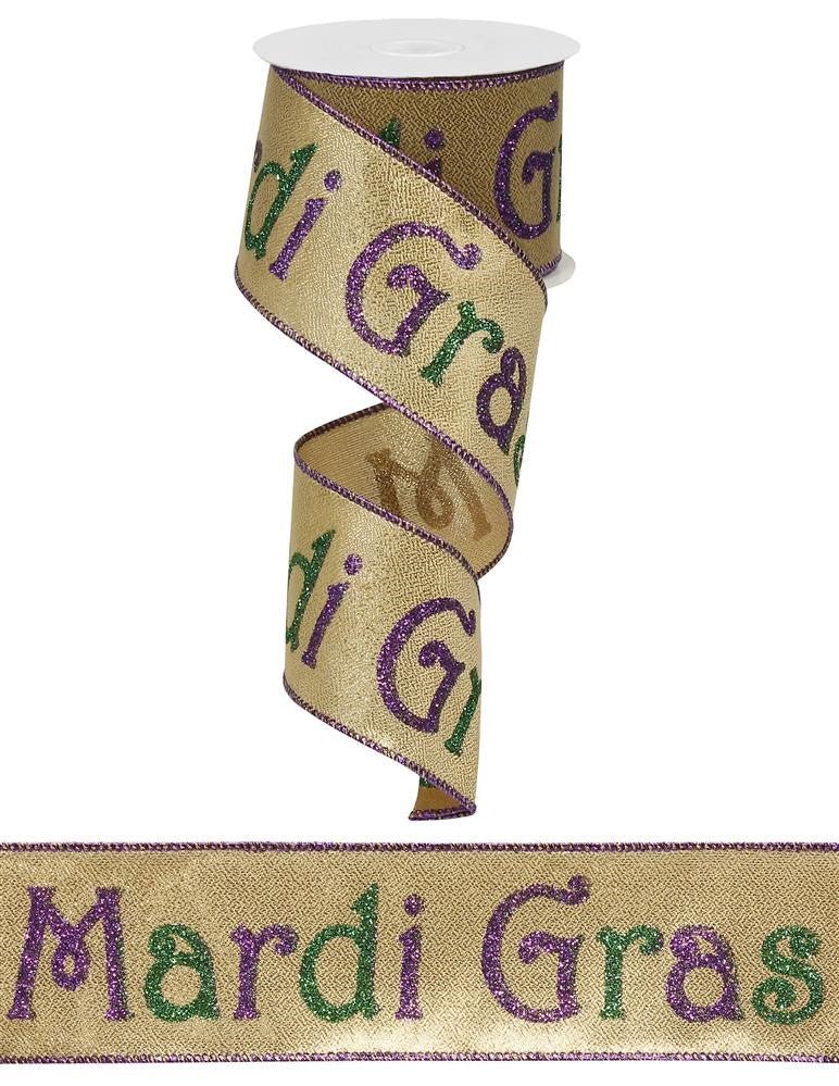 2.5" Mardi Gras Ribbon - 10yds - RG01526 - The Wreath Shop