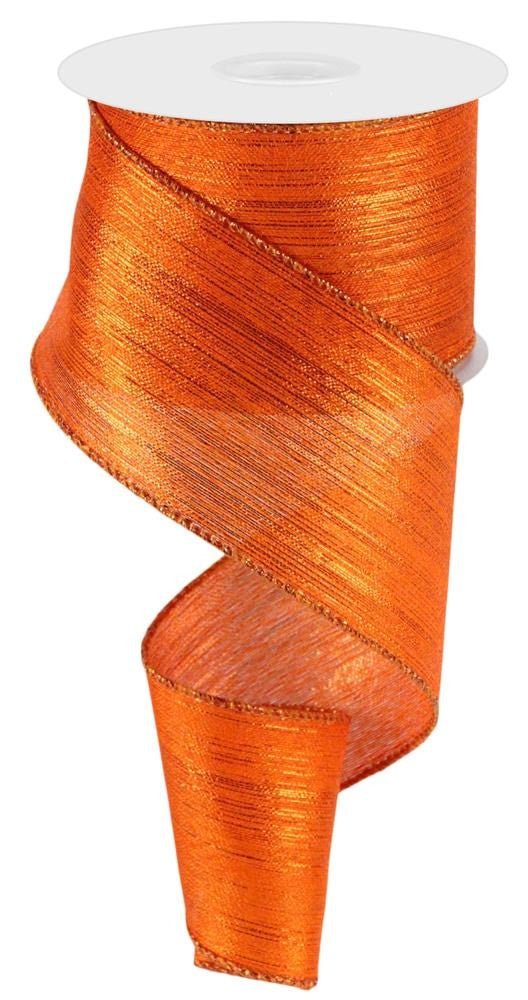 2.5" Metallic Orange Stripe Ribbon - 10yds - RGC130020 - The Wreath Shop