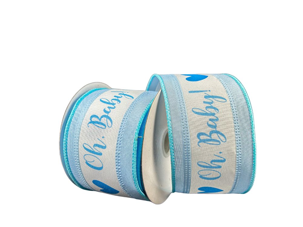 2.5" Oh Baby! Ribbon: Blue - 10yds - 46421-40-04 - The Wreath Shop