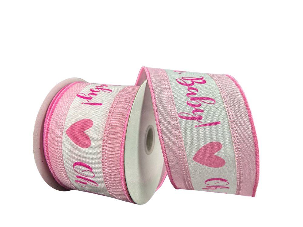 2.5" Oh Baby! Ribbon: Pink - 10yds - 46421-40-03 - The Wreath Shop