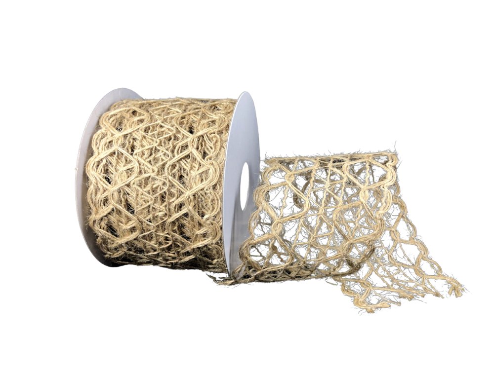 2.5" Open Weave Jute Netting Ribbon: Natural - 10yds - 47386-40-15 - The Wreath Shop