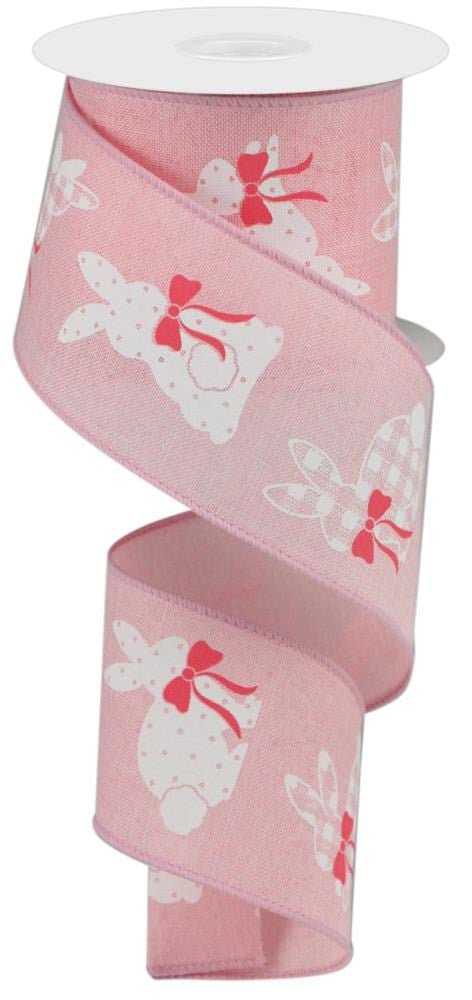 2.5" Pattern Bunny Ribbon: Pale Pink - 10yds - RGC123515 - The Wreath Shop