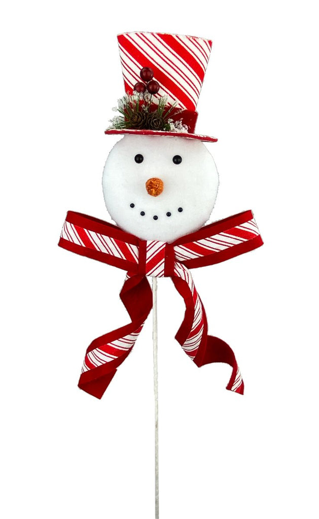 25" Peppermint Snowman Head Pick - 84688RDWT - The Wreath Shop
