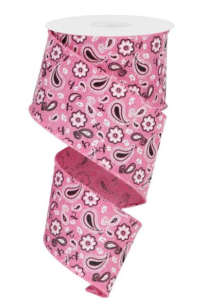 2.5" Pink Bandana Ribbon - 10Yds - RGC190122 - The Wreath Shop