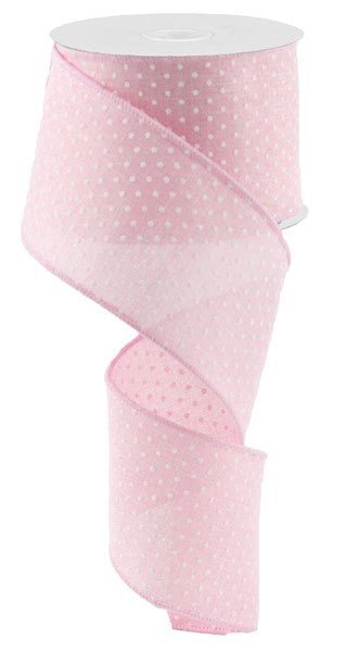 2.5" Raised Swiss Dot Ribbon: Lt Pink - 10yds - RG0165215 - The Wreath Shop
