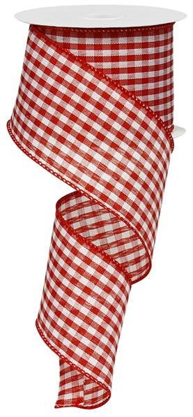 2.5" Red and White Gingham Check Ribbon - 10Yds - RG01049F3 - The Wreath Shop