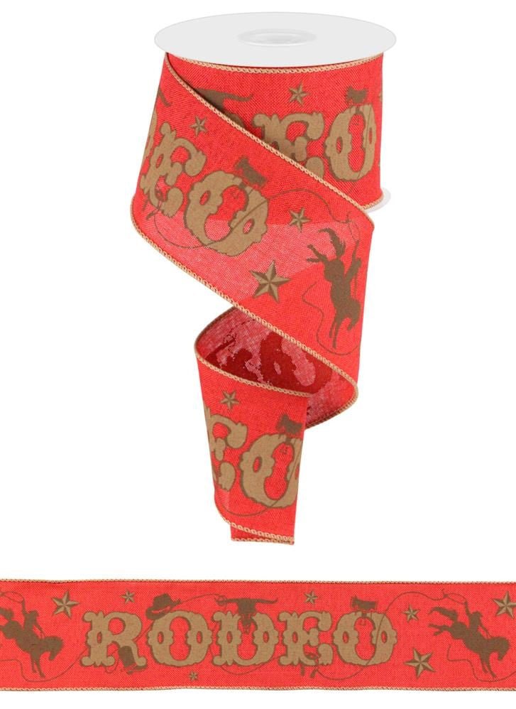 2.5" Rodeo Ribbon: Red/Brown - 10yds - RGC188524 - The Wreath Shop