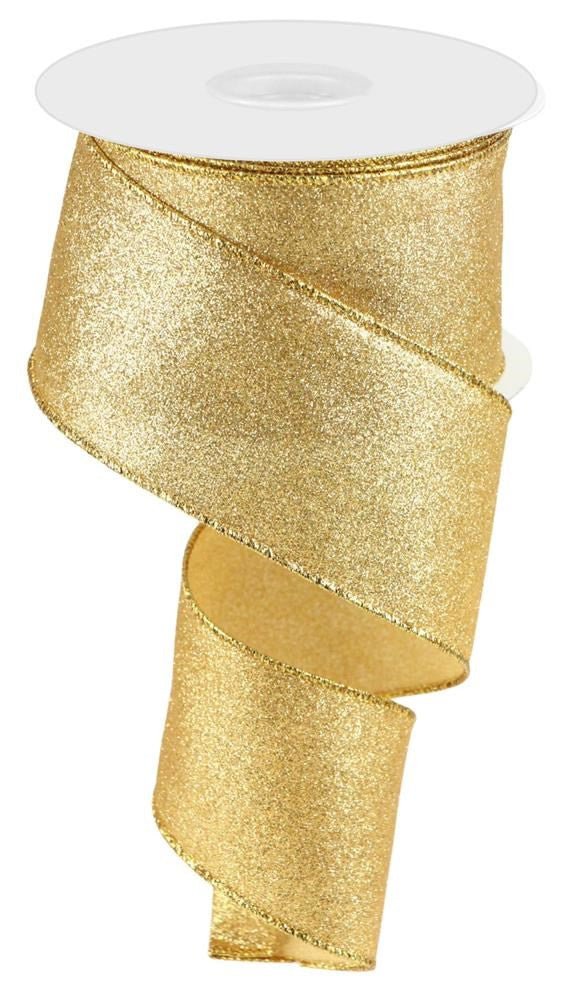 2.5" Shimmer Glitter Ribbon: Gold - 10yds - RGC159708 - The Wreath Shop