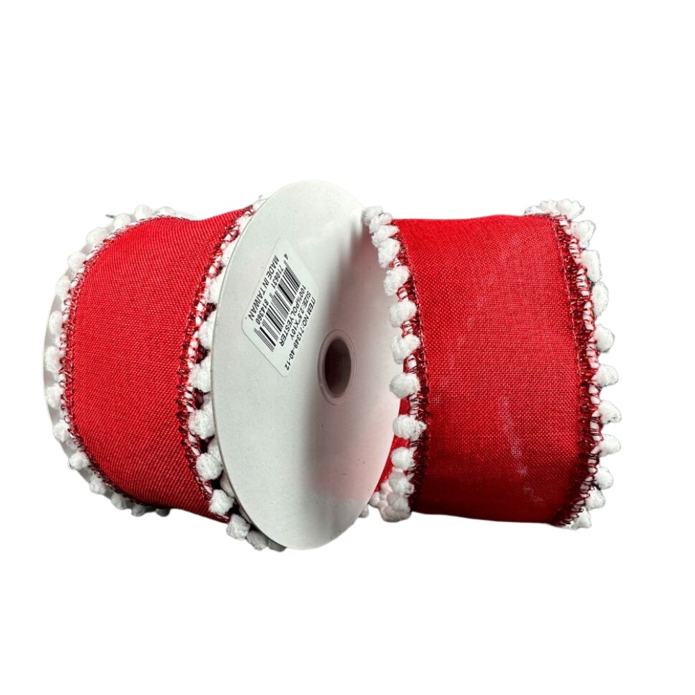 2.5" Snowball Edge Ribbon: Red/White - 10 YD - 71349-40-12 - The Wreath Shop