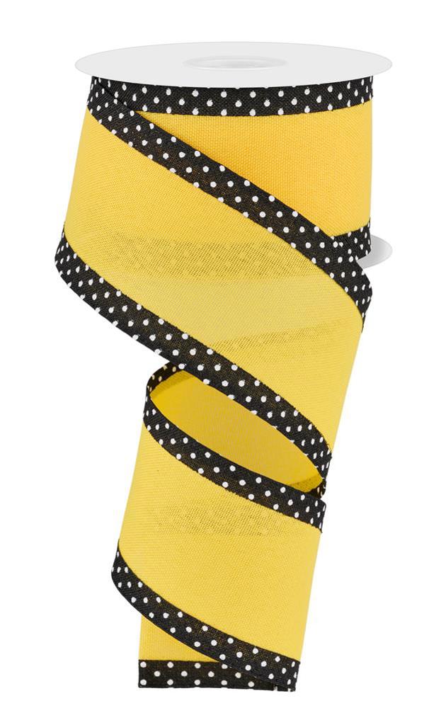 2.5" Swiss Dot Edge Ribbon: Sun Yellow/Black/Wht - 10yds - RGC822829 - The Wreath Shop