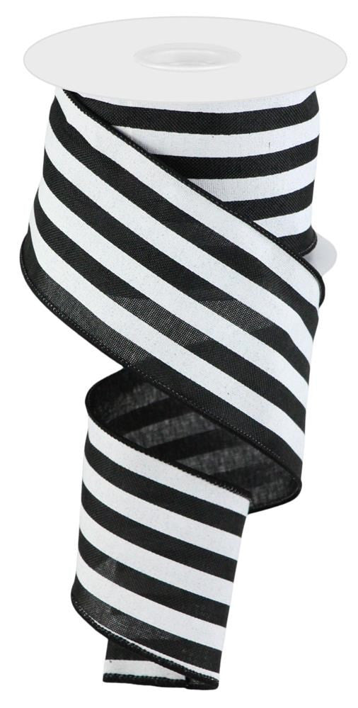 2.5" Vertical Stripe Ribbon: Black/White - RGC156302 - The Wreath Shop