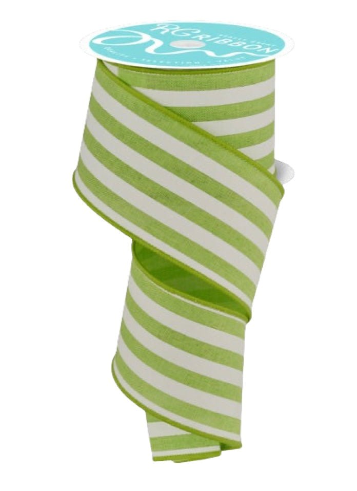 2.5" Vertical Stripe Ribbon: Bright Green/White - RGC1563H2 - The Wreath Shop