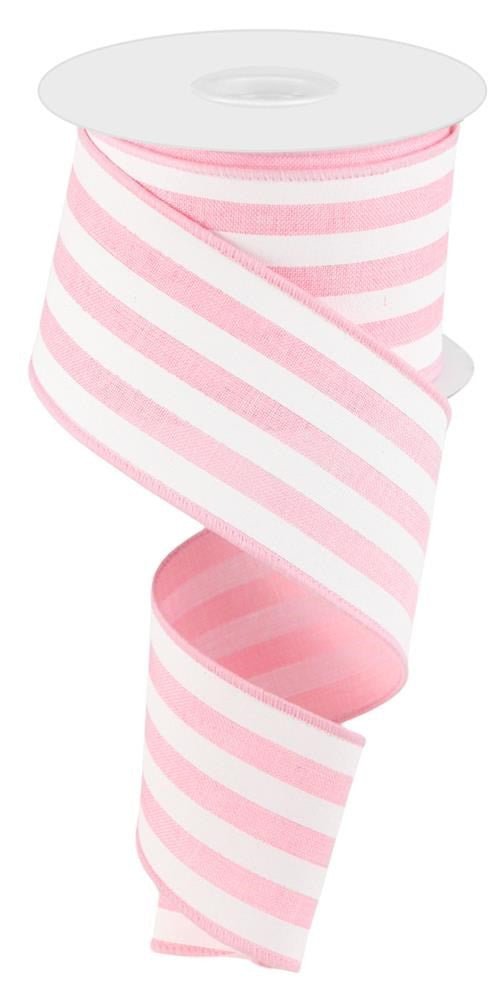 2.5" Vertical Stripe Ribbon: Lt Pink/White - RGC156315 - The Wreath Shop