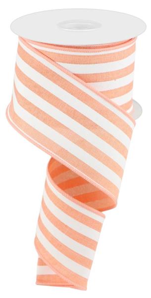 2.5" Vertical Stripe Ribbon: Peach/White - RGC156321 - The Wreath Shop