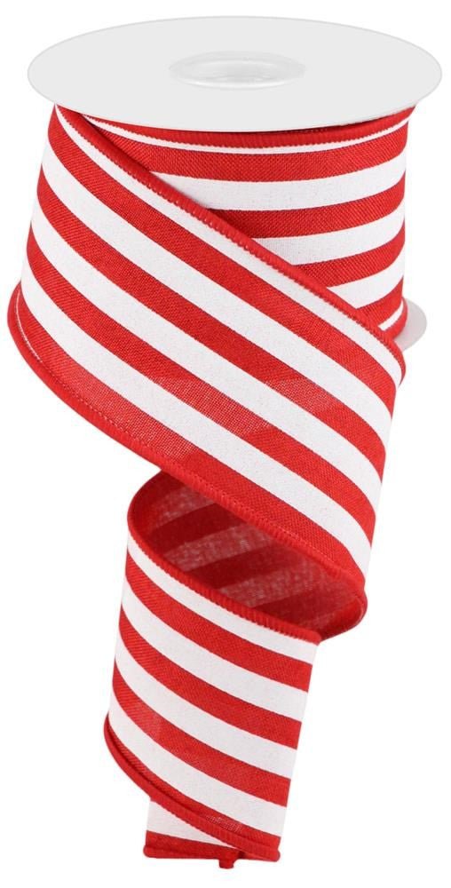 2.5" Vertical Stripe Ribbon: Red/White - RGC156624 - The Wreath Shop