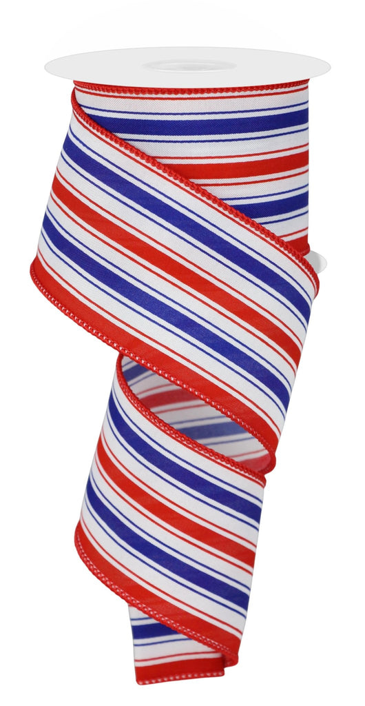 2.5" Vertical Stripe Ribbon: Red/Wht/Blue - 10yds - RGE1957A1 - The Wreath Shop