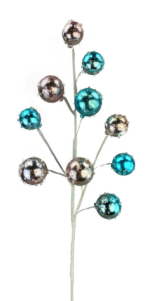 26" Ball Ornament Spray: Blue/Silver - 85556BLPK - The Wreath Shop