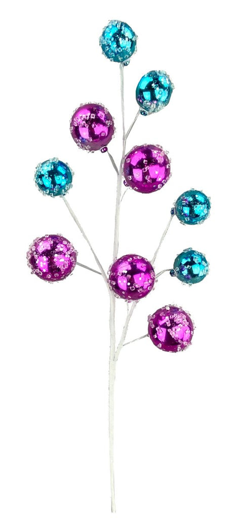26" Ball Ornament Spray: Brt Pink/Blue - 85556BTBL - The Wreath Shop