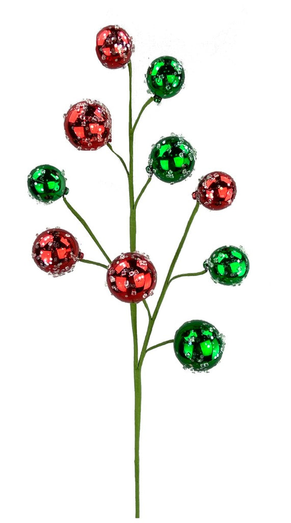26" Ball Ornament Spray: Red/Grn - 85556RDGN - The Wreath Shop