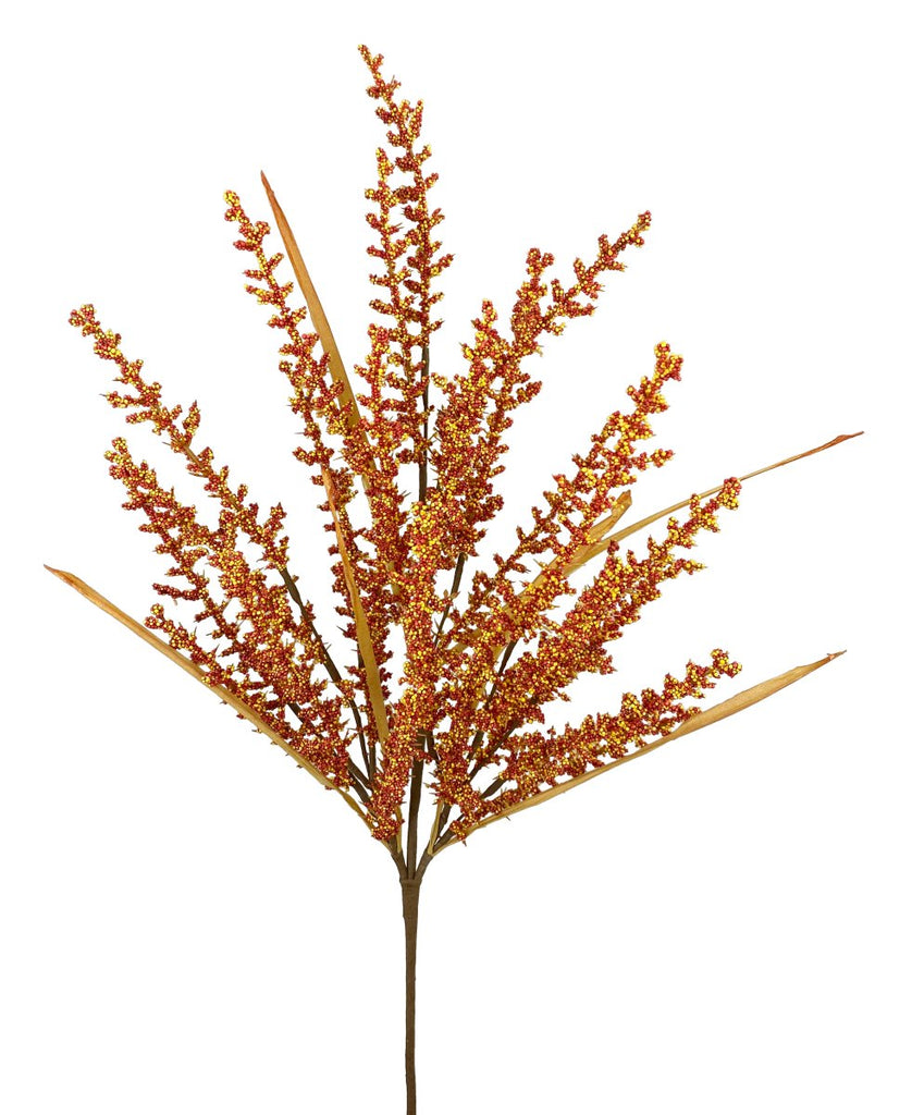 27" Feather Reed Grass Spray: Orange - 56761OR - The Wreath Shop