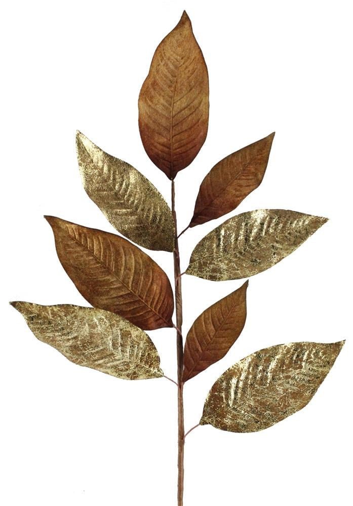 27" Magnolia Leaf Spray: Chocolate/Gold - XS759535 - The Wreath Shop