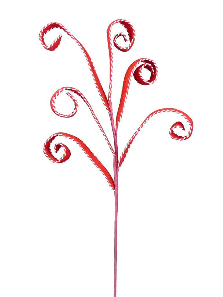 27" Peppermint Curly Spray: Red/Wht - 84130RD - The Wreath Shop