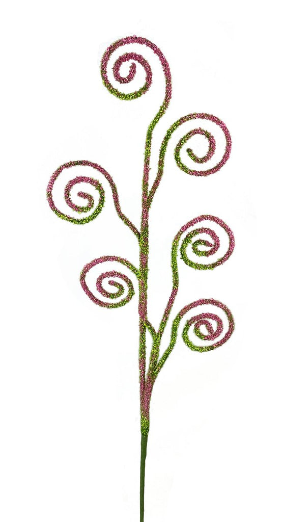 27" Pink/Green Moss Spiral Curl Spray - 63320PK - The Wreath Shop